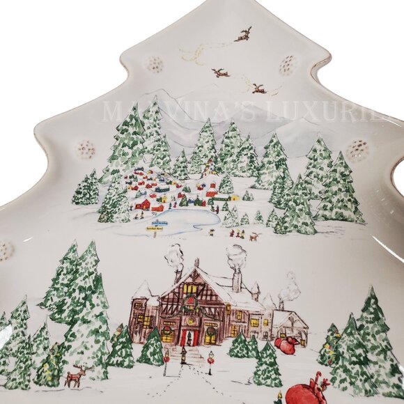 JULISKA BERRY & THREAD NORTH POLE 15" CERAMIC TREE PLATTER CHRISTMAS SANTA THEME - Picture 3 of 13